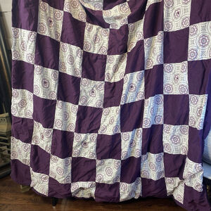 Handmade Purple & White Patchwork Cotton Quilt 66” X 66”
